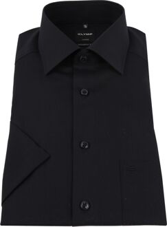 OLYMP Luxor modern fit overhemd - korte mouw - zwart - Strijkvrij - Boordmaat: 38