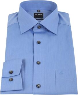 OLYMP Luxor Modern Fit overhemd - middel blauw - Strijkvrij - Boordmaat: 38