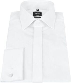 OLYMP Luxor modern fit overhemd - smoking overhemd - wit - gladde stof met Kent kraag - Strijkvrij - Boordmaat: 38