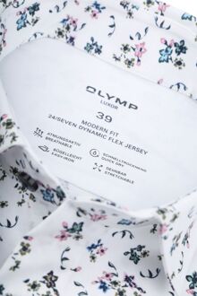 OLYMP Luxor Overhemd 24/Seven Print Wit - 39,41,42,43,44,45