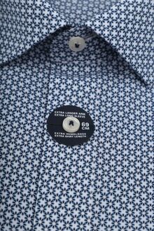 OLYMP Luxor Overhemd Extra Lange Mouw Bloemenprint Blauw Donkerblauw - 39,40