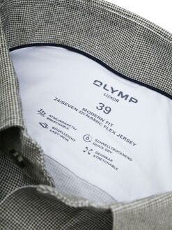 OLYMP Luxor Overhemd Pied De Poule Groen - 38,39,40,41,42,43,44,45,46,48