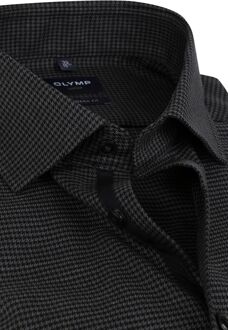 OLYMP Luxor Overhemd Pied De Poule Zwart - 38