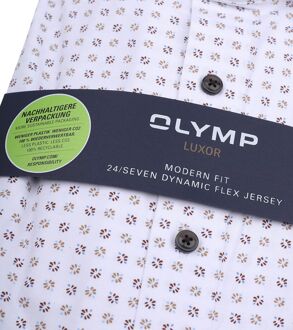 OLYMP Luxor Overhemd Print Wit - 39,40,41