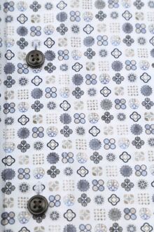 OLYMP Luxor Overhemd Print Wit Beige - 40,42