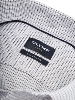 OLYMP Luxor Short Sleeve Overhemd Print Nougat Grijs - 40,41,42,43,44,45,46,48