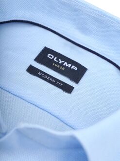 OLYMP Luxor Short Sleeve Overhemd Structure Lichtblauw - 39,40,41,42,43,44,45,46,48