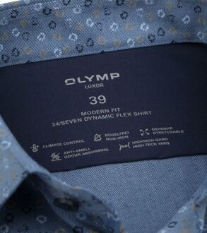 OLYMP Luxor Shortsleeve Overhemd Figuren Blauw - 39,40,41