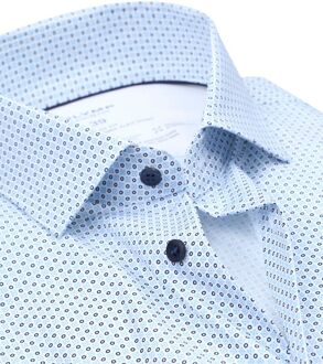 OLYMP Overhemd Level 5 24/Seven Print Lichtblauw