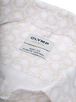 OLYMP Overhemd Level 5 Print Beige Off-White - 37,38,39,40,41,42,43,44