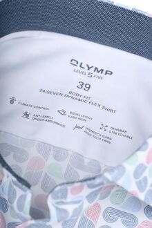 OLYMP Overhemd Level 5 Print Multicolour Blauw - 38,39,40,41