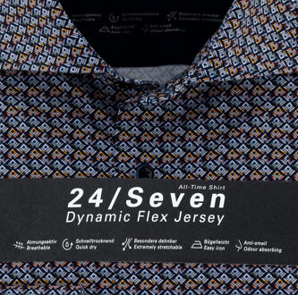 OLYMP Overhemd Luxor 24/Seven Modern Fit Print Blauw   42 Blauw, Navy