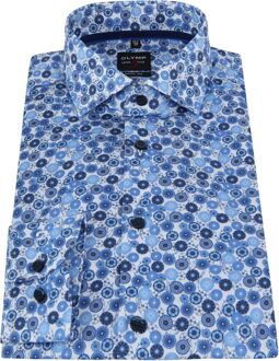 OLYMP Overhemd Lvl 5 Blauw Dessin - 38