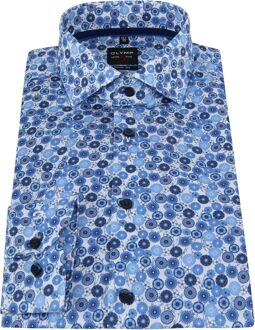 OLYMP Overhemd Lvl 5 Blauw Dessin - 38