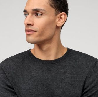 OLYMP Trui O-Hals Wol Antraciet Grijs - 3XL,L,M,S,XL,XXL
