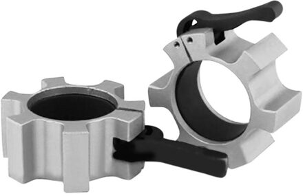 Olympische 2 "Spinlock Kragen Barbell Kraag Slot Dumbell Clips Klem Gewichtheffen Bar Gym Halter Fitness Body Building zilver