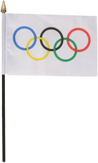 Olympische Spelen mini vlaggetje op stok 10 x 15 cm