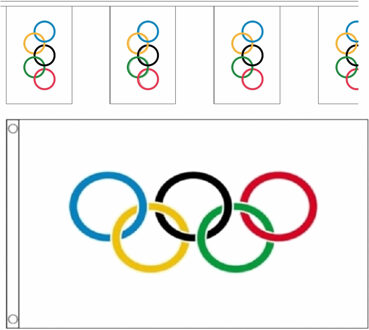 Olympische spelen versiering - decoratie vlaggetjes pakket - vlag en vlaggenlijnen