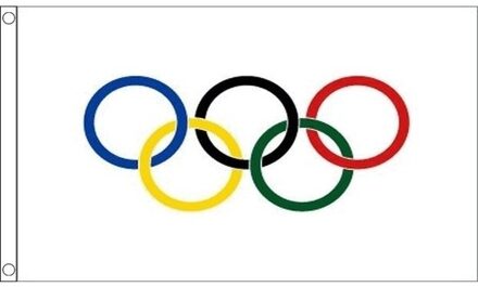 Olympische spelen vlag - 90 x 60 cm - polyester - versiering Multi