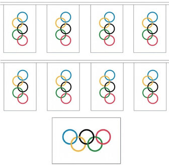 Olympische spelen vlaggenlijn - 2x - 9 meter - polyester - vlaggetjes - Olympics - versiering