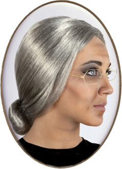 Oma Sarah 50 jaar geworden verkleedset - pruik en oma brilletje - grijs haar - Bejaarde - Oude vrouw