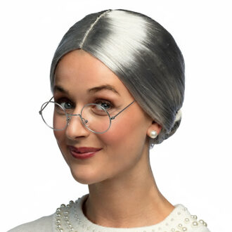 Oma Sarah 50 jaar geworden verkleedset - pruik en oma brilletje - grijs haar - Bejaarde - Oude vrouw