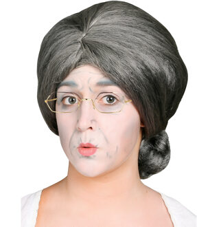 Oma Sarah 50 jaar geworden verkleedset - pruik en oma brilletje - grijs haar - Bejaarde - Oude vrouw