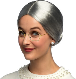 Oma Sarah 50 jaar geworden verkleedset - pruik en oma brilletje - grijs haar - Bejaarde - Oude vrouw