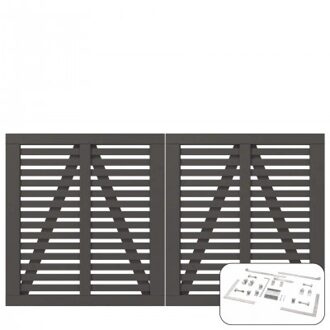Ombergrijs Houten Dubbele Tuinpoort Harmoni 200 x 107 CM Black