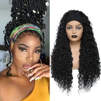 Ombre Bruin Hoofdband Synthetische Gevlochten Pruiken Voor Zwarte Vrouwen 24 Inch Pluizige Natuurlijke Lijmloze Haar Pruik Soku Faux Locs Krullend haar 1B