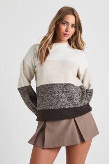 Ombre Gestreepte Zachte Gebreide Longline Trui, Mocha