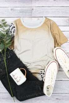 Ombre Leeuwinprint T-shirt met Relaxte Pasvorm Ivoor