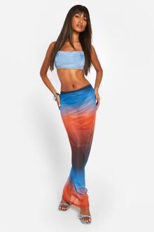 Ombre Mesh Maxi Rok, Washed Blue - 40