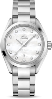 Omega Co-Axial Chronometer Witte Wijzerplaat Staal Omega , Gray , Dames - ONE Size