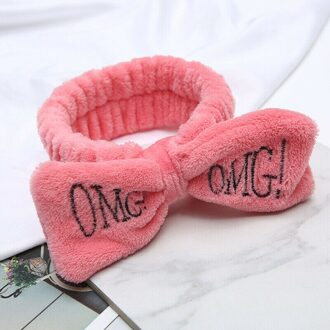 Omg Brief Coral Fleece Wassen Gezicht Boog Haarbanden Voor Vrouwen Meisjes Hoofdbanden Hoofddeksels Haarbanden Tulband Haar Accessoires 4
