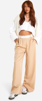 Omgekeerde Taille, Op Maat Gemaakte Wijde Pijpen Broeken, Butter - 34