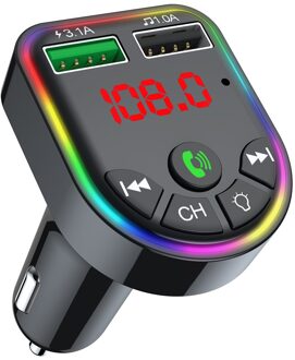 Omgevingslicht Bluetooth 5.0 Fm-zender Auto MP3 Player Wireless Handsfree Audio Ontvanger Usb Snel Opladen Tf U Disk spelen