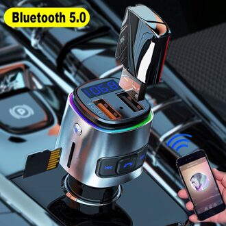 Omgevingslicht Bluetooth 5.0 Fm-zender QC3.0 Dual Usb Charger Handsfree Auto Mp3 Speler Tf Kaart/U Disk muziek Spelen