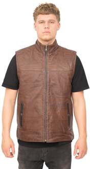 Omkeerbaar zwart en bruin lederen gilet-Preston voor heren