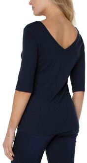 Omkeerbare ribgebreide top met elleboogmouwen Donker Marineblauw - maat