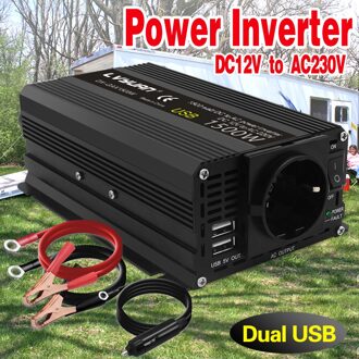 Omvormer 12V 220V 50Hz 1500W Piekvermogen Auto Omvormer 2 Usb Eu Ac Outlets Omvormer ac Инвертор 12V 220V Инвертор 인버터