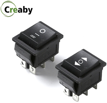 ON-OFF-ON Black Momentary DPDT Rocker Switch 3 Position 6 Pin Power Switch 6A 250V 10A 125V Push Button Switch KCD4