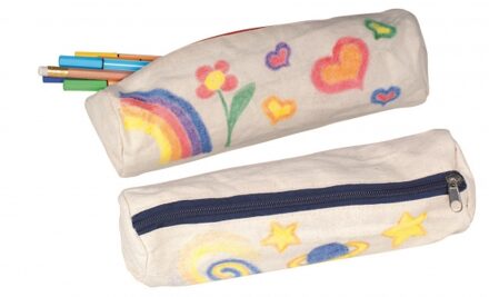 Onbedrukte kantoor/pennen etui - beige - 23 cm Multi