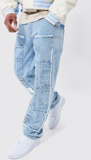 Onbewerkte Baggy Jeans Met Patches, Light Blue - 32R