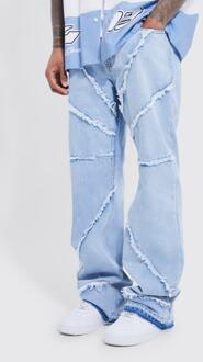 Onbewerkte Flared Baggy Jeans Met Gerafelde Zoom, Light Blue - 28R
