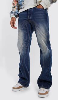 Onbewerkte Flared Baggy Jeans Met Panelen, Antique Wash - 32R