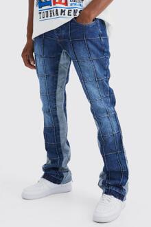 Onbewerkte Flared Slim Fit Jeans Met Panelen En Gusset, Vintage Blue - 28R
