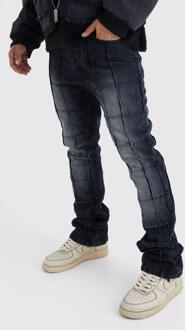 Onbewerkte Flared Slim Fit Jeans Met Panelen En Gusset, Washed Black - 28R