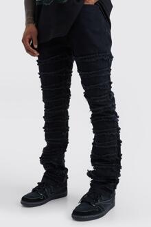 Onbewerkte Flared Slim Fit Jeans Met Panelen En Panelen, Washed Black - 30