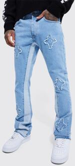 Onbewerkte Flared Slim Fit Jeans Met Panelen, Light Blue - 28R